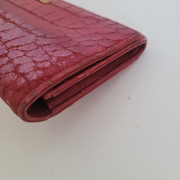 MIU MIU Red Croc Leather Envelope Wallet Clutch Large Designer Authentic - Picture 12 of 14